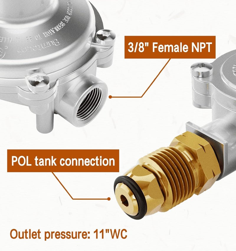 CALPOSE 2 Stage Propane Regulator with POL, Propane Tank Regulator for RV, Vans, Trailers, Campers, 100lb Tank, ASME Tank, Generators - Image 3